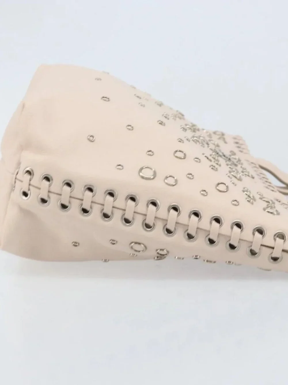 Salvatore Ferragamo Gancini Hand Bag Leather Pink Silver Auth gh1927